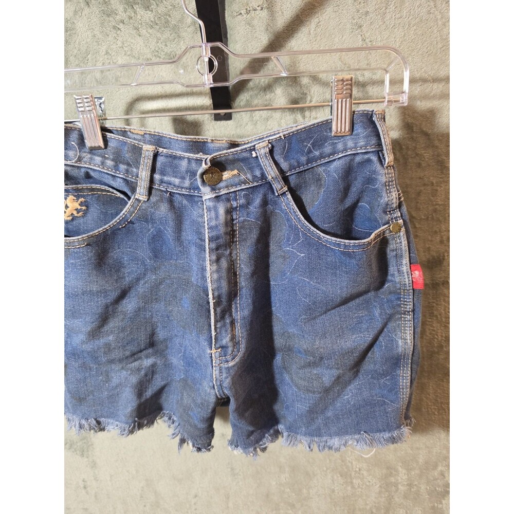 Vintage Braxton Stretch Denim Shorts Women Size 10 Blue High Rise Frayed Hem USA